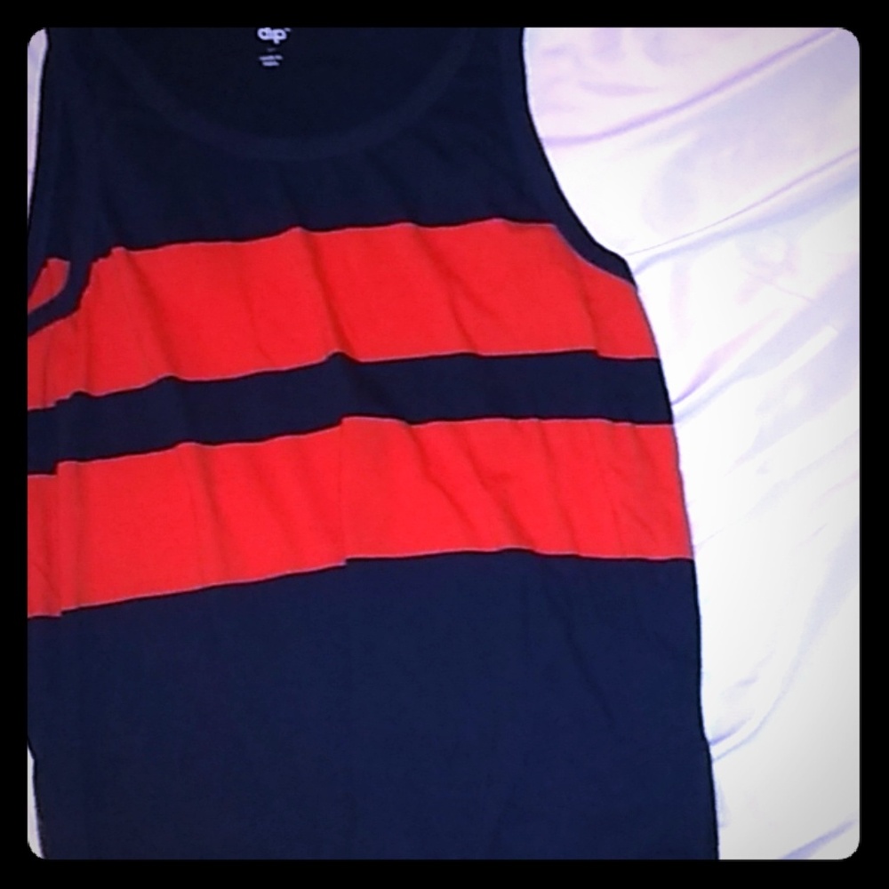 Medium sized orange and blue tank top by Dip.
